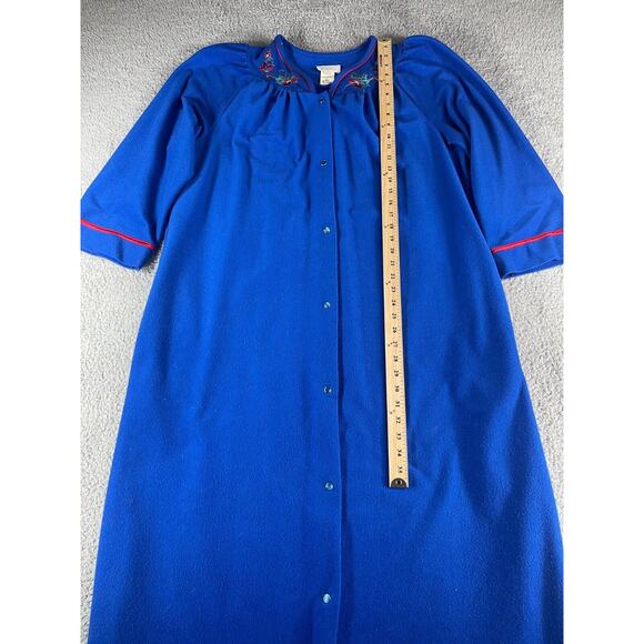 Cachet Robe Womens Large Blue Made In USA Vintage Embroidered Snap Sleepwear - Picture 7 of 11